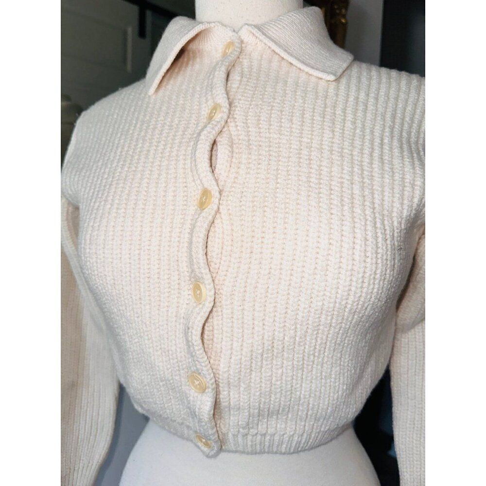 FB4 Aritzia Wilfred cropped sweater Cream Button Front XS Womens Fall - Picture 3 of 6